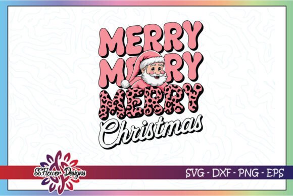 Pink Santa Cheetah Vintage Retro SVG